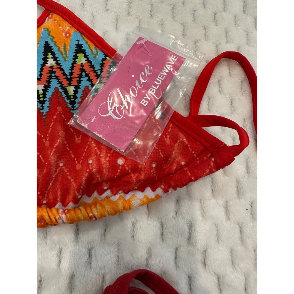 Choice by Bluewave Womens Red Tribal Geometric Triangle Bikini Set L F31227-24 - Picture 5 of 6